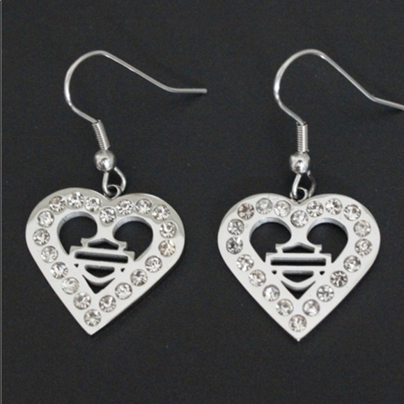 Harley-Davidson Jewelry - NEW !🔥Heart HD Rhinestone Earrings